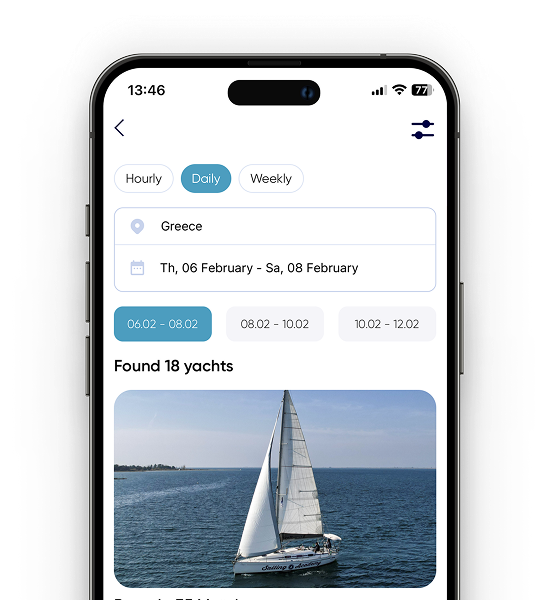Банер програми для бронювання яхт
